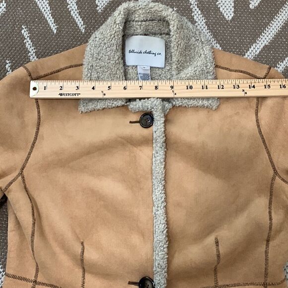 Telluride Clothing Co Camel Faux Shearling Coat With Embroidery At Cuffs Size M - Picture 17 of 17